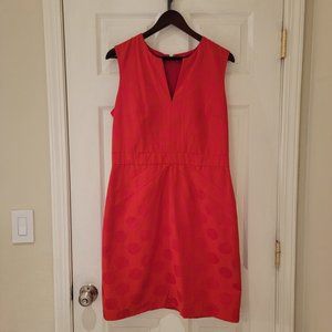 Muse Dress Size 14 Red Polka Print Sheath Sleeveless Split Neck Career Classy